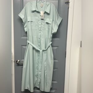 Worthington Classic Cotton blend shirt dress. Women’s mint green size 3X NWT